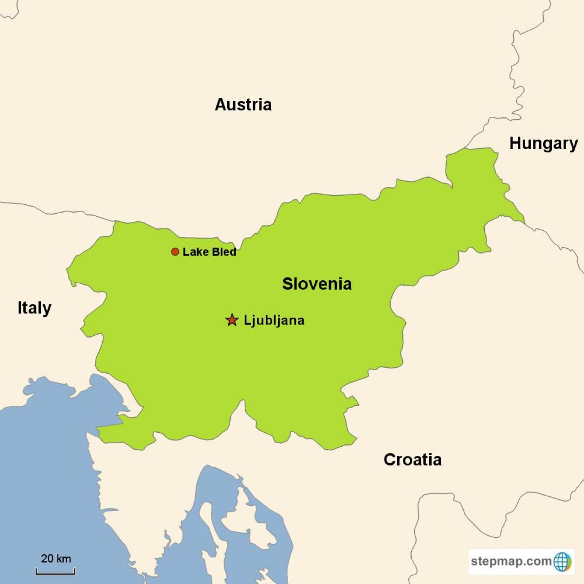 Kort over ljubljana, Slovenien