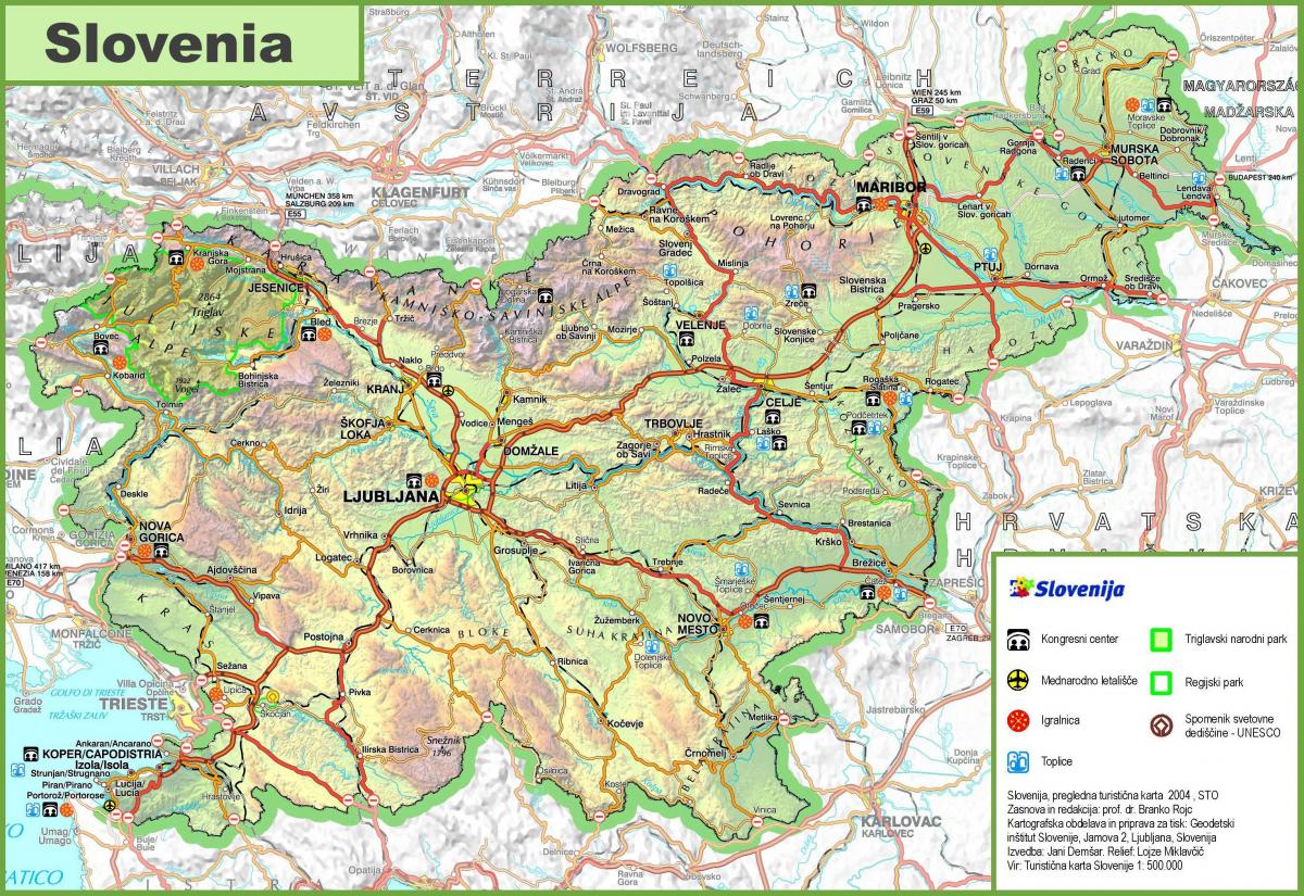 Kort over Slovenien vej