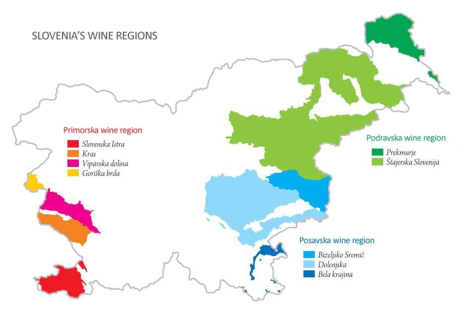 Kort over Slovenien vin