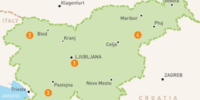Kort over Slovenien regioner